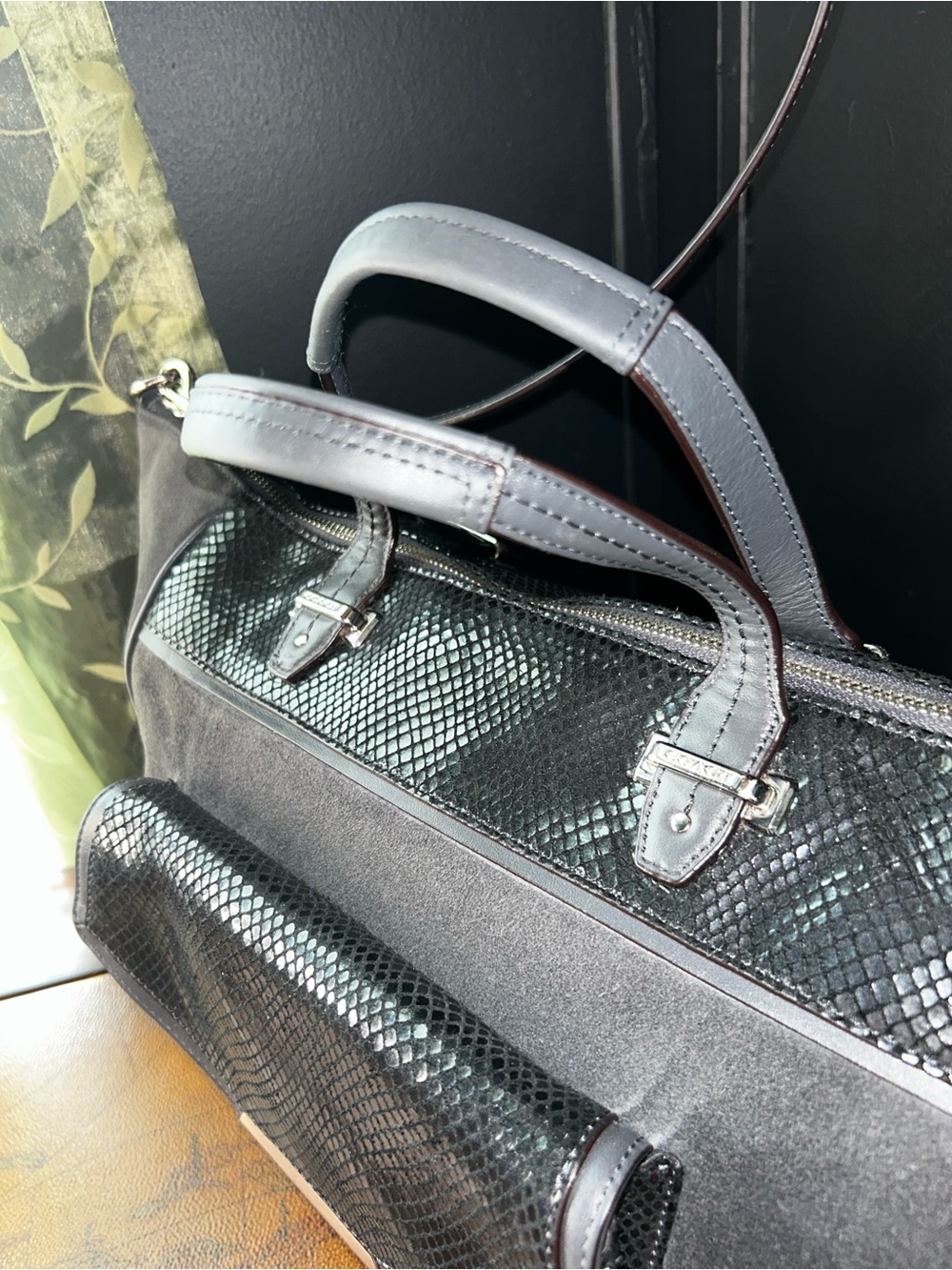 Coach Taylor Suede and Python-Embossed Leather Tote 2014 -EUC- - Picture 4 of 16